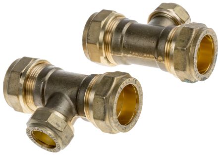 CMD4320421 22 x 15 x 22mm Reducer Tee Brass Compression Fitting