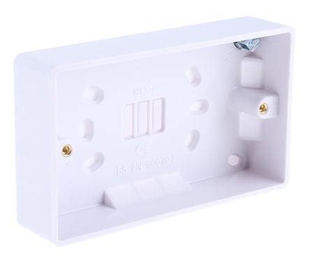 CMD775-8116 - White Back Box, BS, IP20, 2 Gangs, 147 x 86.6 x 28mm