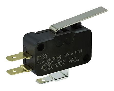D433-R1LD-G2 Straight Lever Microswitch, 5 A