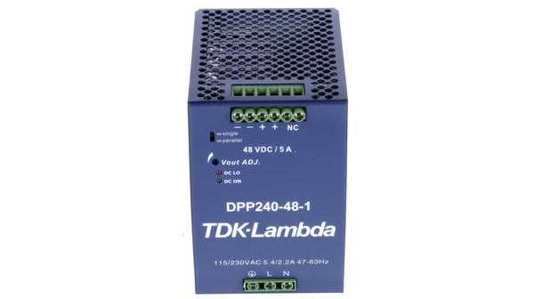 DPP240-48-1  AC/DC DIN Rail Power Supply (PSU), 1 Output, 240 W, 48 VDC, 5 A
