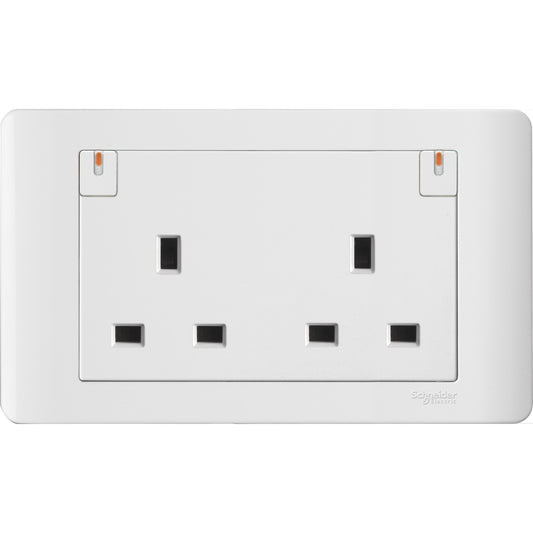 13A Twin Gang Double Pole Switched Socket White