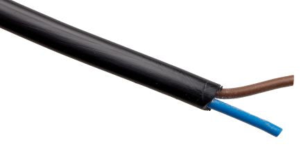 Mains Power Cable, Black Polyvinyl Chloride PVC Sheath 100m, 3 A
