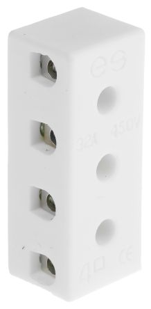 Non-Fused Terminal Block, 4 Way/Pole, Screw Down Terminals
