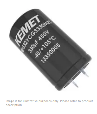 PEH532YCB3120M2 KEMET Electrolytic Capacitor, Snap-in, 120 µF, 450 V, ± 20%, Snap-In, 1500 hours @ 105°C