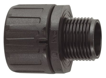 FPA16-M16B Flexicon Straight, Conduit Fitting, 16mm Nominal Size, M16, Nylon 66, Black IP66 rating