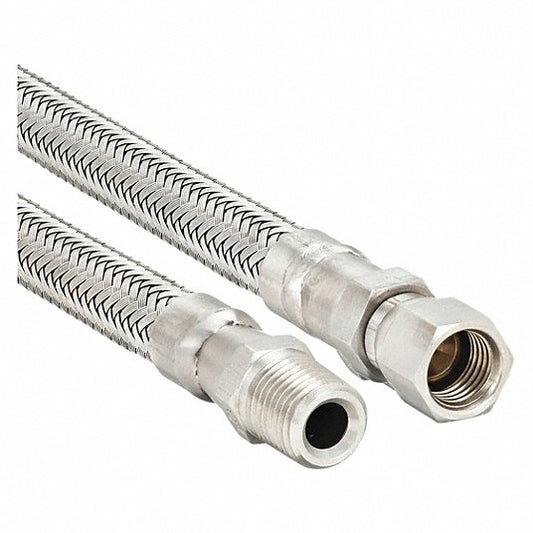 G050SHXJ120 Flexible Metal Hose Assembly, 321 Stainless Steel, 1/2 in, 12 in