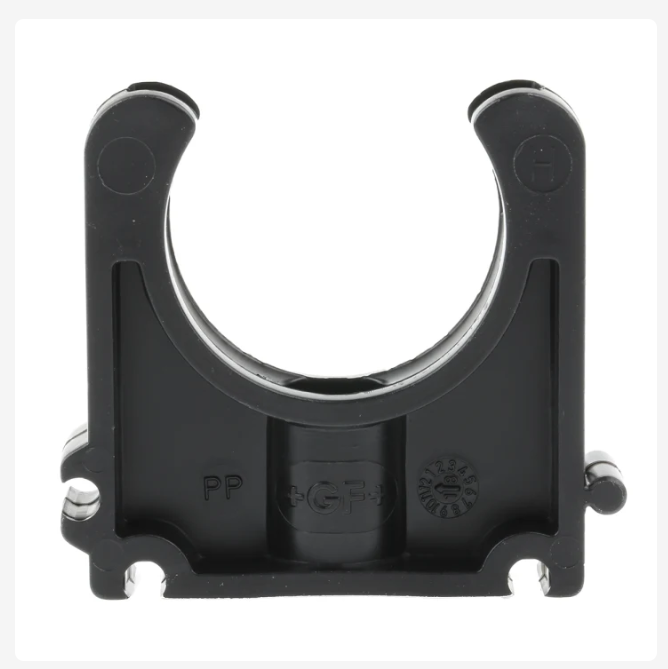167061038 Georg Fischer PP Black Pipe Clamp, 0.63in x 2in x 1.42in, 0.24in PACK OF 5