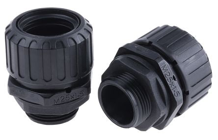 ASF28/M25/A/BL  M25 Straight Cable Conduit Fitting, Black 25mm