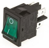 H8553VBNAE Rocker Switch, Off-On, DPST, Illuminated, Panel Mount, Green