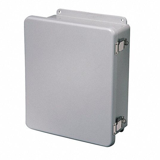 HW-J161406CHQRWW 16 inH x 14 inW x 6 inD Non-Metallic Enclosure, Light Gray, Knockouts: No, Padlockable Latch Closure