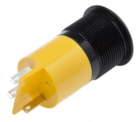 Yellow Indicator, 24 V ac/dc, 22mm Mounting Hole Size, Solder Tab Termination
