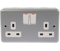 K2946 ALM Electric Grey 2 Gang Plug Socket, 2 Poles 13A, Type G