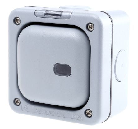 K56421GRY Grey 13 A Light Switch Grey 20 mm, 1 Way Screwed Matte
