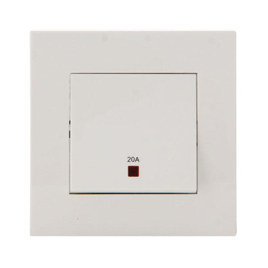 KB31D20NE  20A 1 Gang Double Pole Switch With Neon And Earth White