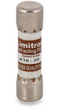 KTK-20 Melamine Cartridge Fuse, 10 x 38mm, Speed F, 20A