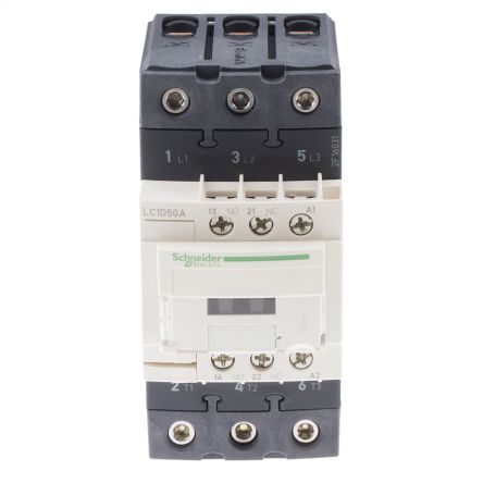 LC1D50AN7 3 Pole Contactor, 50 A, 400 V ac Coil, TeSys D