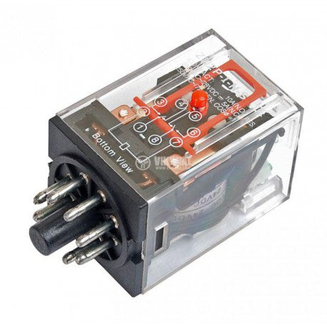 MK2P-I DPDT Non-Latching Relay PCB Mount, 12V dc Coil, 10 A