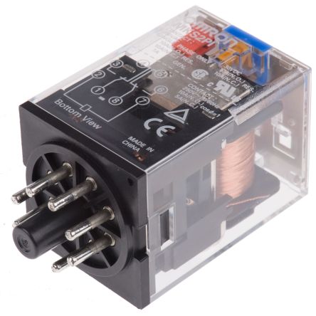 MKS2PI DC12 DPDT Non-Latching Relay Plug In, 12V dc Coil, 10A