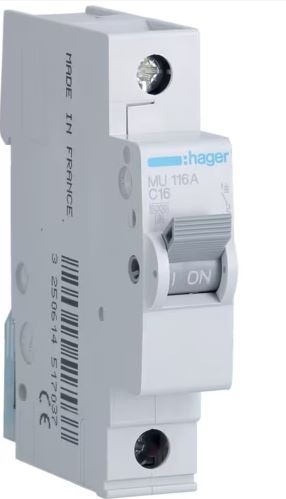 MU116A - Hager - MCB 1P 6kA C-16A 1M
