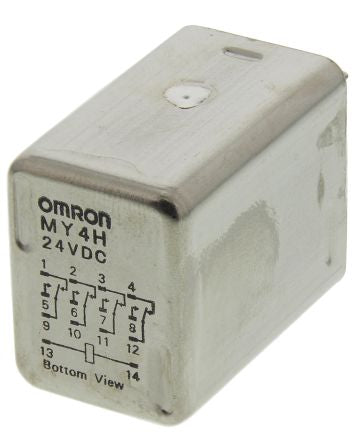 🔥  MY4H 24DC 4PDT Non-Latching Relay Panel Mount, 24V dc Coil, 3A