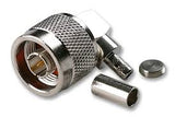 N1112B1-001-NT3G-1-50 Amphenol RF 50Ω Right Angle Cable Mount N Connector, Plug, RG58 C/U, RG58/U