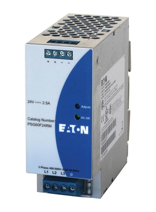 PSG60F24RM AC/DC DIN Rail Power Supply (PSU), Three Phase, 1 Output, 60 W, 24 VDC, 2.5 A