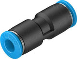 QS-6-100 Pneumatic Straight Tube-to-Tube Adapter, Push In 6 mm to Push In 6 mm