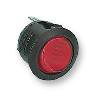 R13-112BNAA Rocker Switch, Off-(On), SPST, Illuminated, Panel Mount, Red