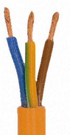 Mains Power Cable, Orange Polyvinyl Chloride PVC Sheath