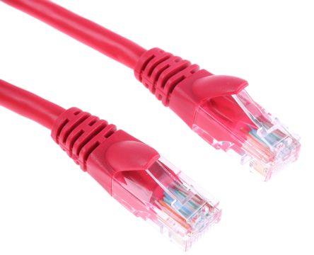 CMD557458 Red PVC Cat5e Cable U/UTP, 500mm Male RJ45