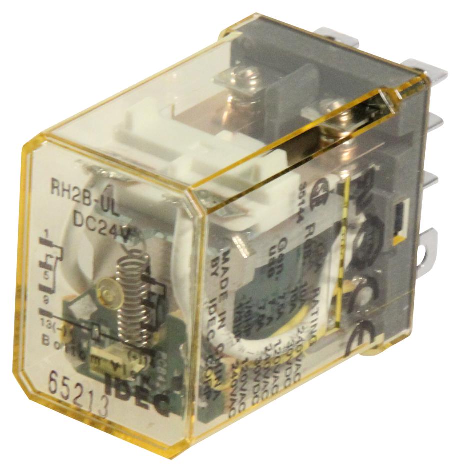 RH2B-UL-DC24 24 VDC; Midget; 650 Ohms; 0.819 in. L x 1.07 in. W x 1.39 in. H; DPDT