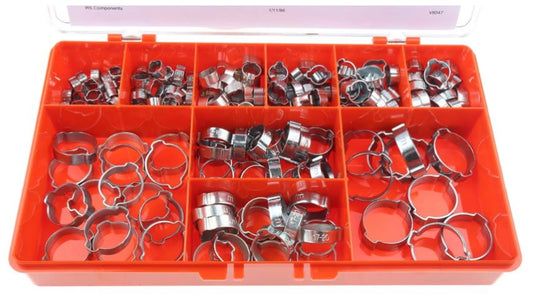 CMD292524 - 200 Piece Zinc Plated Steel O Clip Hose Clip Kit, 5 → 7mm and 23 → 27mm Inside Diameter