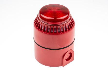FL/RL/R/D Beacon / Sounder, Flashni, Red, Flashing, 100mm Dia., 2 Tone, 101dB, 24VDC, IP65