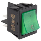 SX8211881E110000 Rocker Switch, Off-On, DPST, Illuminated, Panel Mount, Green, SX82 Series