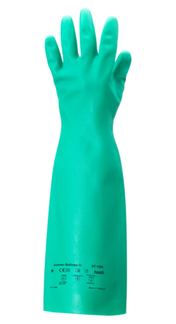186-3492 Ansell Sol-Vex Nitrile Chemical Resistant Gloves, size 8, Green