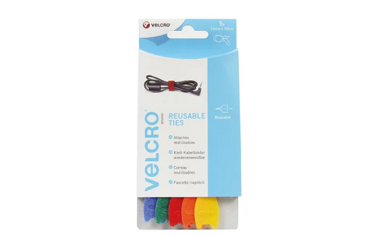 Velcro Blue, Green, Orange, Red, Yellow Hook & Loop Tape, 12mm x 200mm EC60250