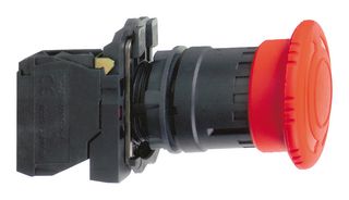 XB5AS8445  Panel Mount Mushroom Head Emergency Button - NO/NC, Twist to Reset, 40mm, 22mm