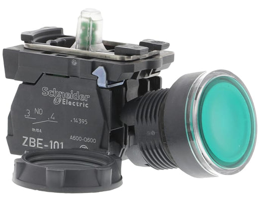 XB5AW33M5 Green flush complete pushbutton Ø22 spring
