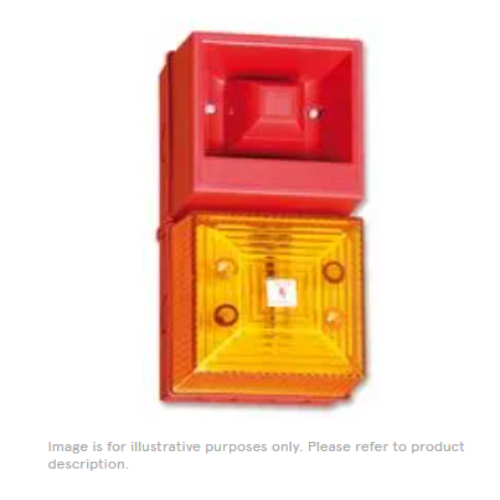 YL40/N50/A/RN/WR Beacon / Sounder, Industrial, Amber, Flashing, Multiple Tones, 106dB, 230VAC, IP65