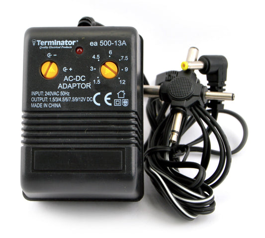 EA 500 - Terminator - AC/DC Power Adaptor Deluxe Universal 6 Way 500mA 9W Input 110/240VAC 50Hz With Output DC 1.5-12V