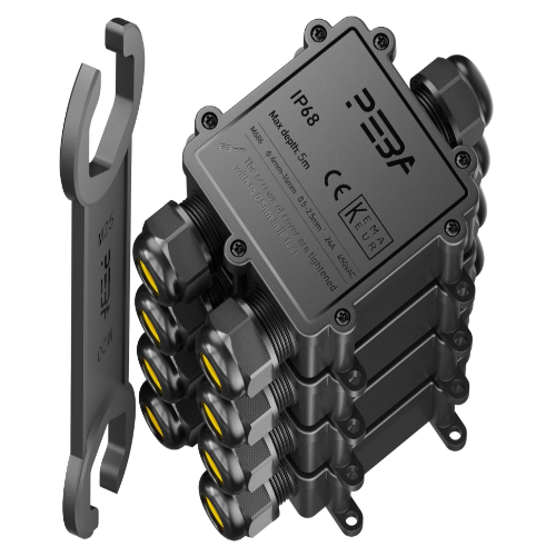 1C2X4 IP68 Waterproof Cable Junction Box, 3 Way Outdoor Cable Connectors, Cable Connector,Waterproof Cable Junction Box,Junction Boxes,Cable Joint for Ø4-14mm Cable Diameter,Black