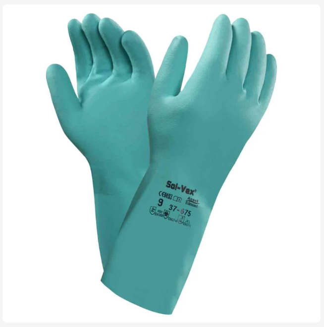 37675080 Ansell Sol-Vex Green Nitrile Chemical Resistant Work Gloves, Size 8, Nitrile Coating
