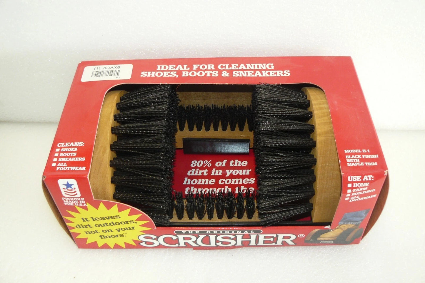 Original Scrusher H-1 Shoe Boot Sneaker Cleaner Brush Black Finish Maple Trim