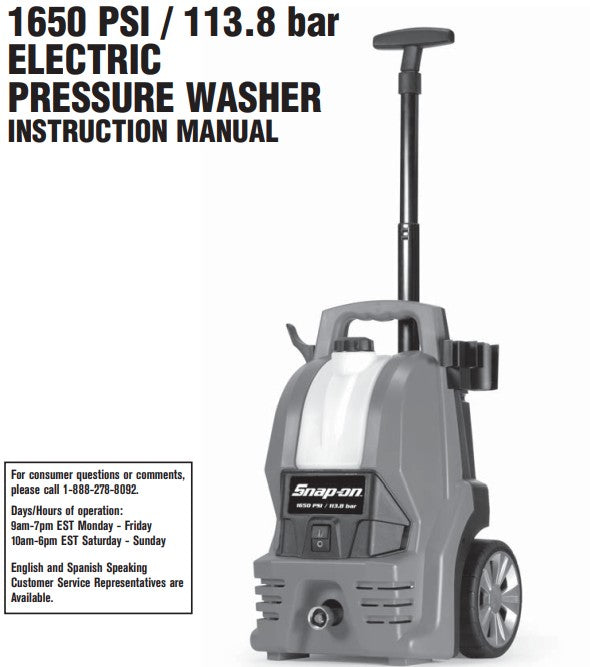 1650 PSI / 113.8 bar ELECTRIC PRESSURE WASHER